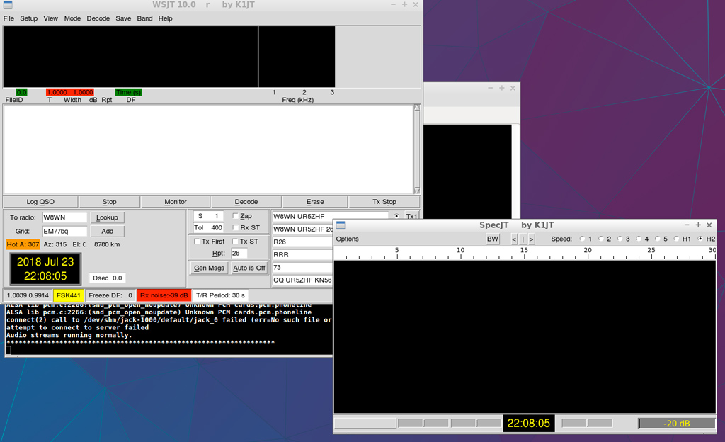 Скомпільована з вихідного коду версія WSJT 10 під Linux